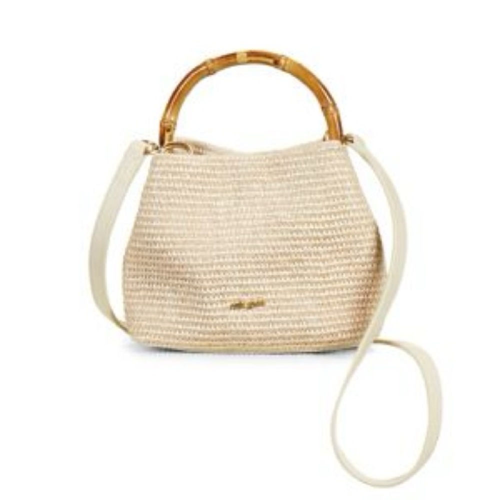 Cult Gaia Beige Woven Handbag with Bamboo Handle - Picture 9 of 9